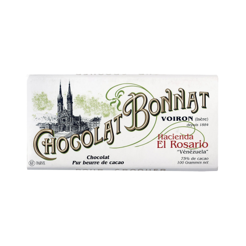 Tablette de chocolat bonnat du Venézuela "Hacienda El rosario" 75% de cacao 