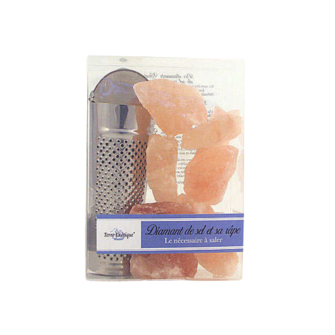 Sachets de diamants de sel rose accompagné de sa rape